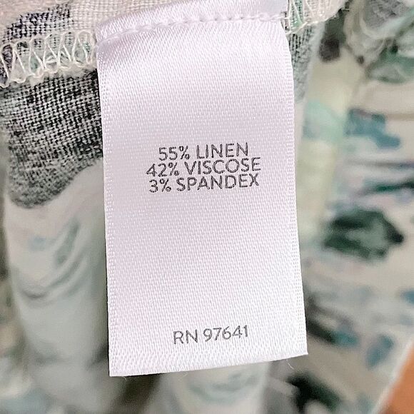 J.Jill Women’s Linen Stretch Floral Print Pull-On Straight Leg Pants Size Large - Picture 12 of 13